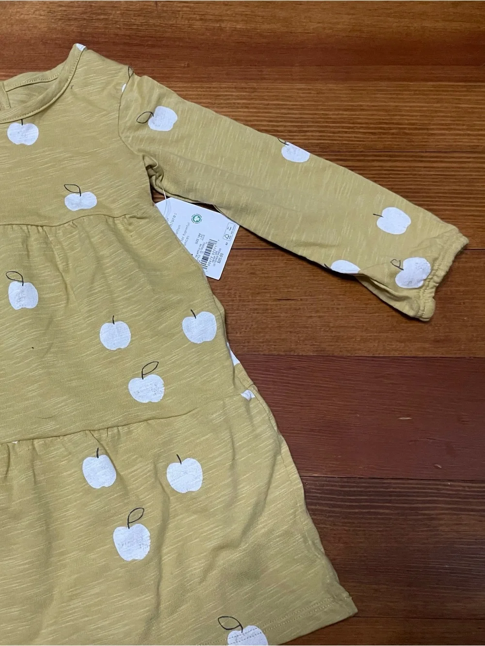 NWT Little Co by Lauren Conrad Long-Sleeve Mustard Apple Print Dress 18 Months